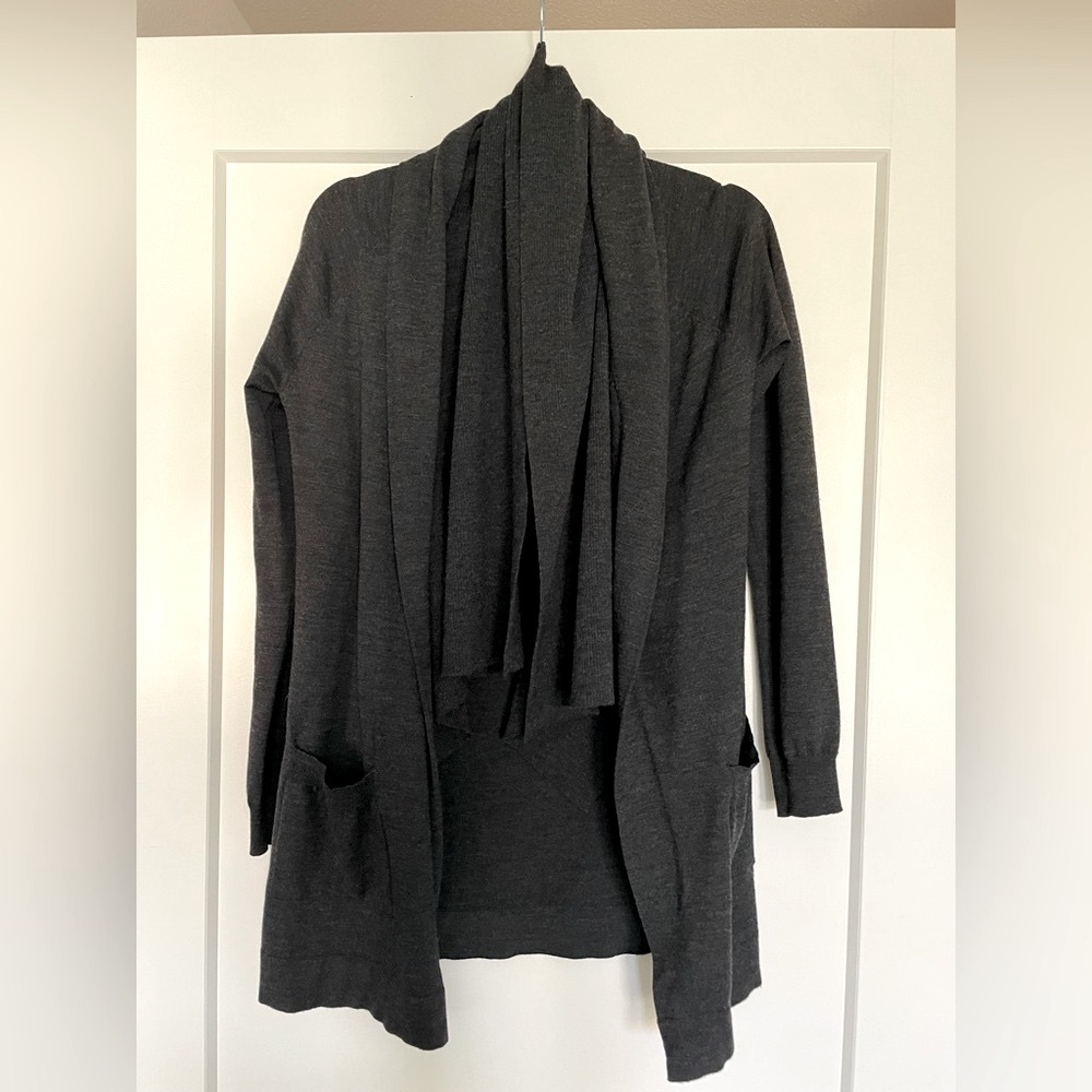 Theory Shawl-Collared sweater in dark gray